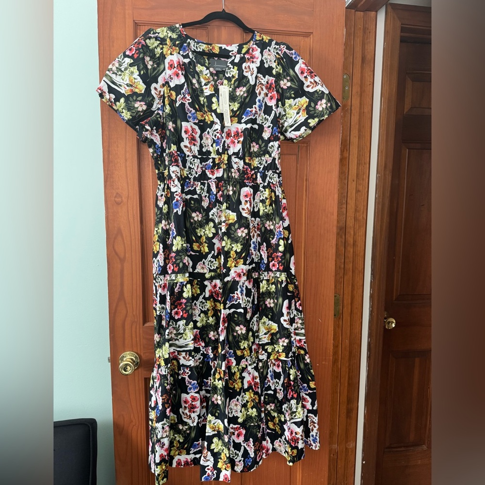 Anthropologie Black Floral Maxi Dress